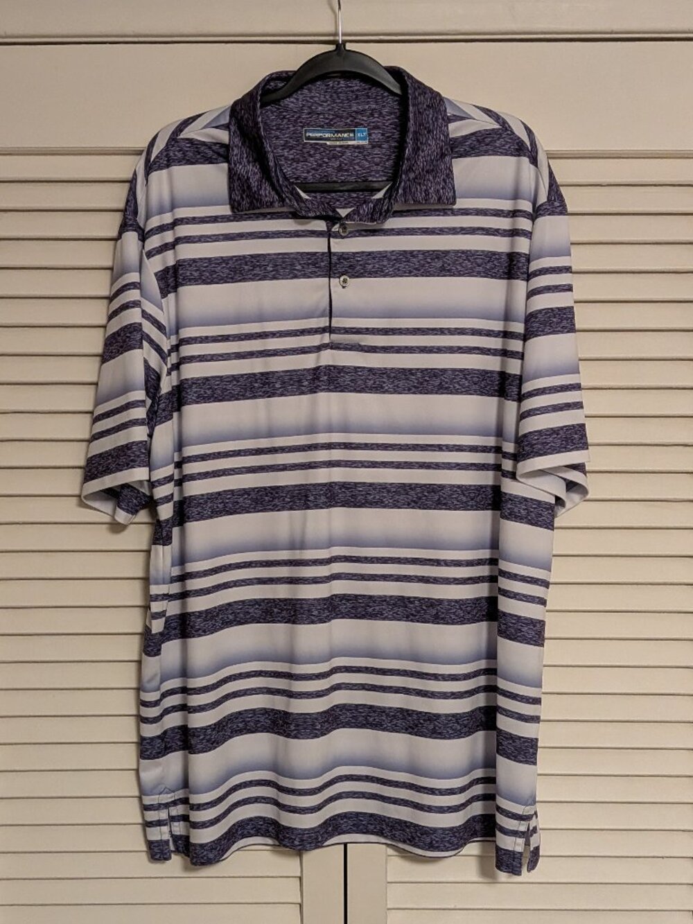 Roundtree & Yorke Purple/ Grey Striped Performance Polo Shirt, Size XLT Tall